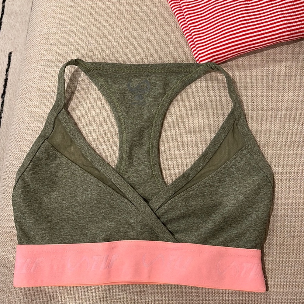 TLF Olive Green and Pink Sports bra